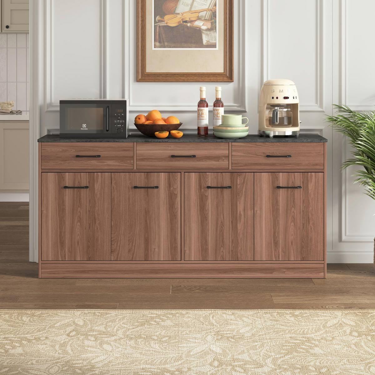 ANRICHTE Walnussfarben 160/37/76.5 cm - Walnussfarben, Holz (160/76.5/37cm) - PANGIVO