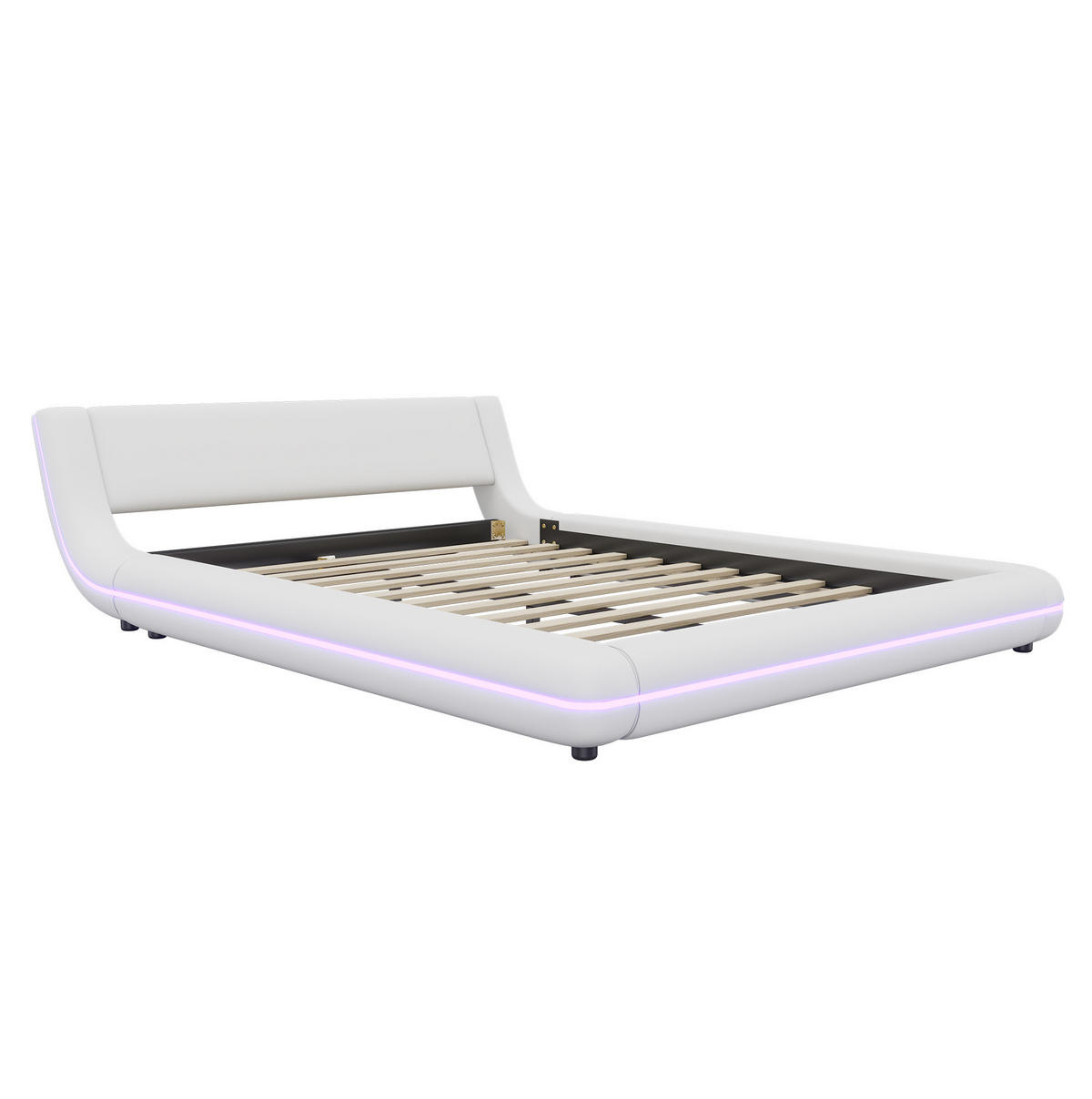 BETT 140/200 cm Weiß aus PU mit LED-Beleuchtung - Weiß, Leder (140/200cm) - OKMYHOME
