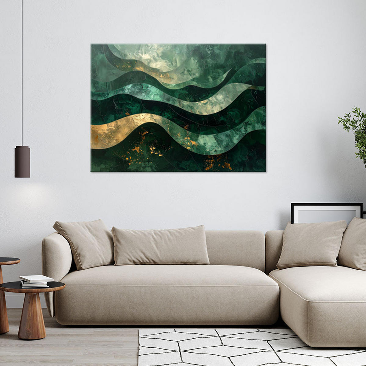 LEINWANDBILD Abstraktion 45x30cm - Grün, Textil (45/30cm) - Feeby