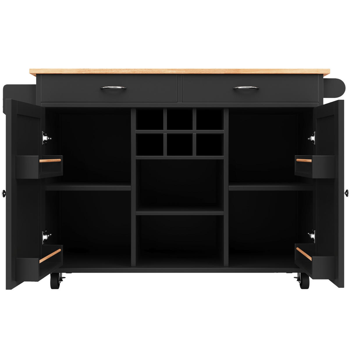 KÜCHENINSEL 102/92/45 cm Schwarz aus MDF und Metall mit Rollen - Schwarz, Holzwerkstoff (45/92/102cm) - OKMYHOME