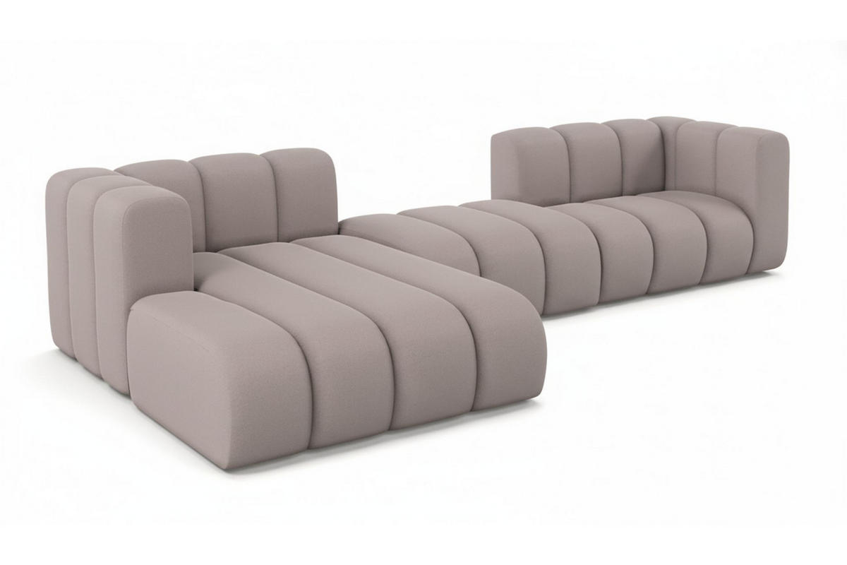 ECKSOFA L-Form Grand L 319 cm, Veloursstoff Salvador, Grau, Links - Grau, Holz (319/179cm) - Kaiser Möbel