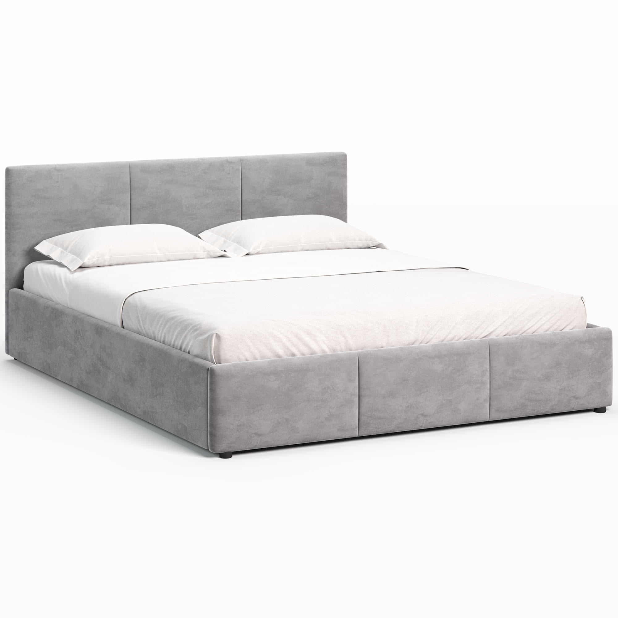 POLSTERBETT 140×200 cm mit Bettkasten und Lattenrost Nela HLR-22 Grau Velours - Grau, Holz/Metall (140/200cm) - Jana