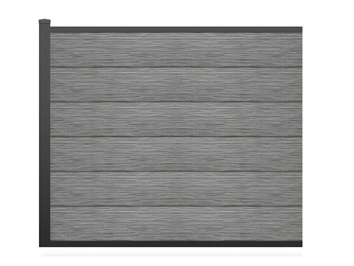 SICHTSCHUTZ zum Einsenken - H 156 cm - Set aus 6 Verbundstofflamellen + 1 Pfosten - Hellgrau - ENOLA - Hellgrau, Holzwerkstoff (2/156cm) - Vente-Unique
