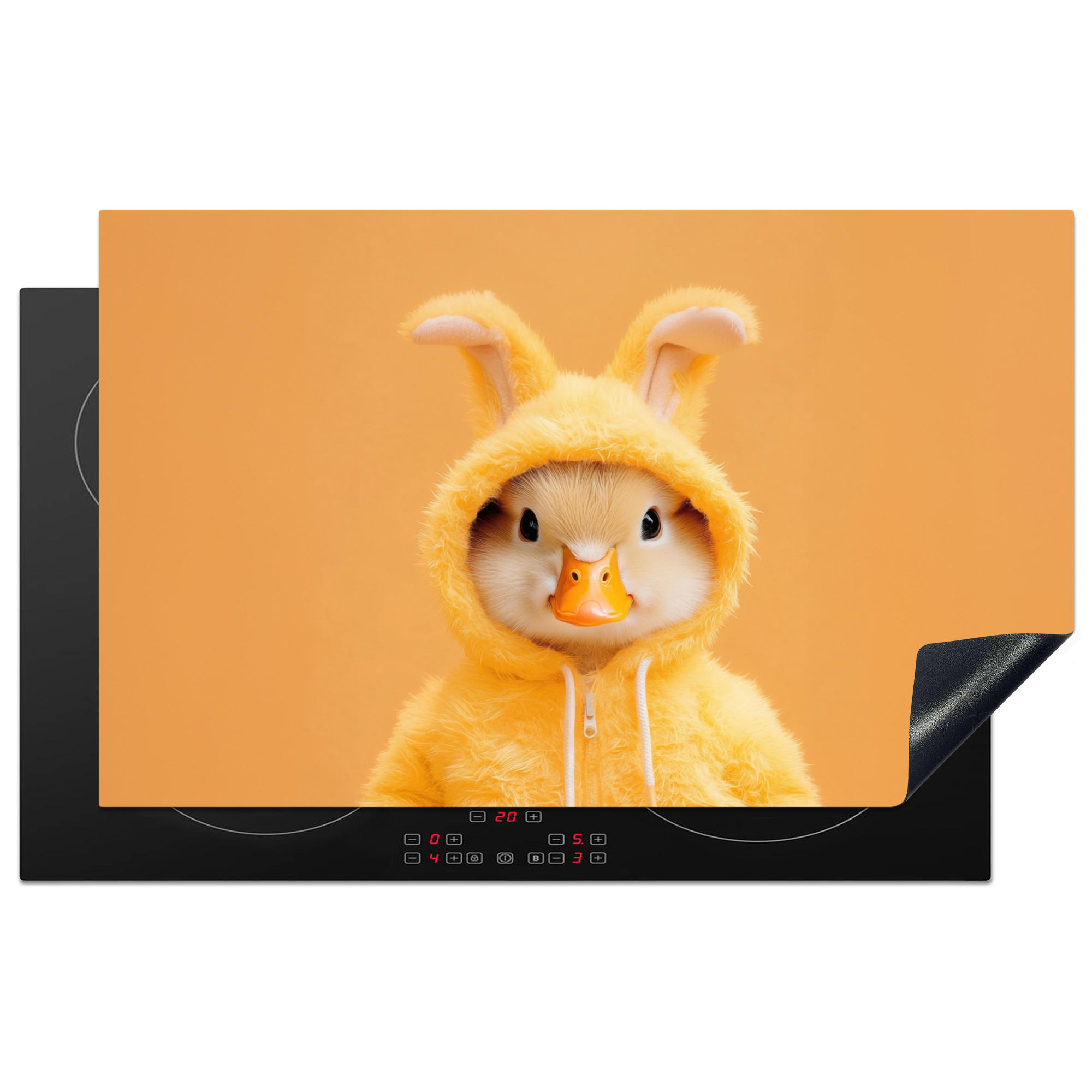 HERDABDECKPLATTE Osterhase - Kostüm - Ente Ceranfeldabdeckung 85x52 cm - Gelb, Kunststoff (85/52/0.2cm) - MuchoWow