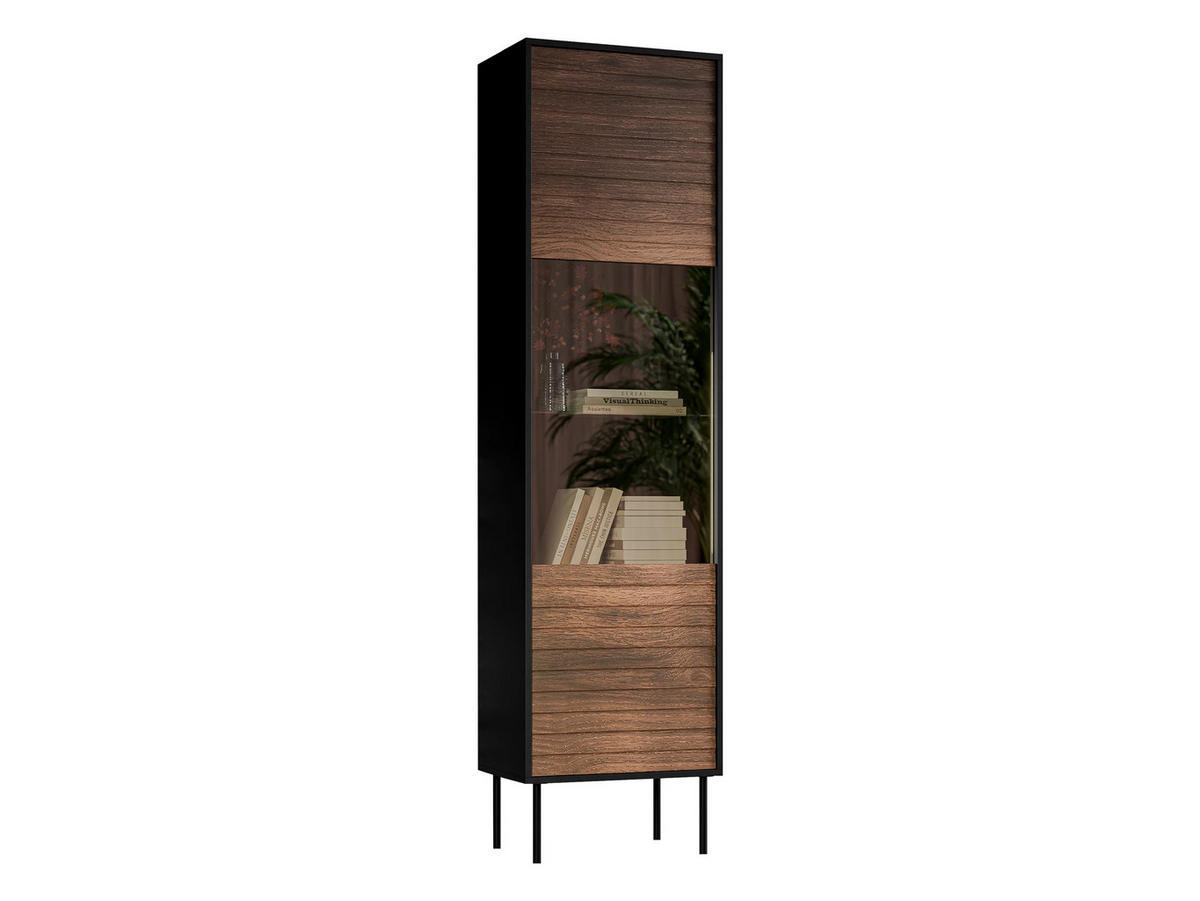 VITRINE Cortina - Schwarz/Braun, Holzwerkstoff/Metall (53/182/40cm) - MIRJAN24