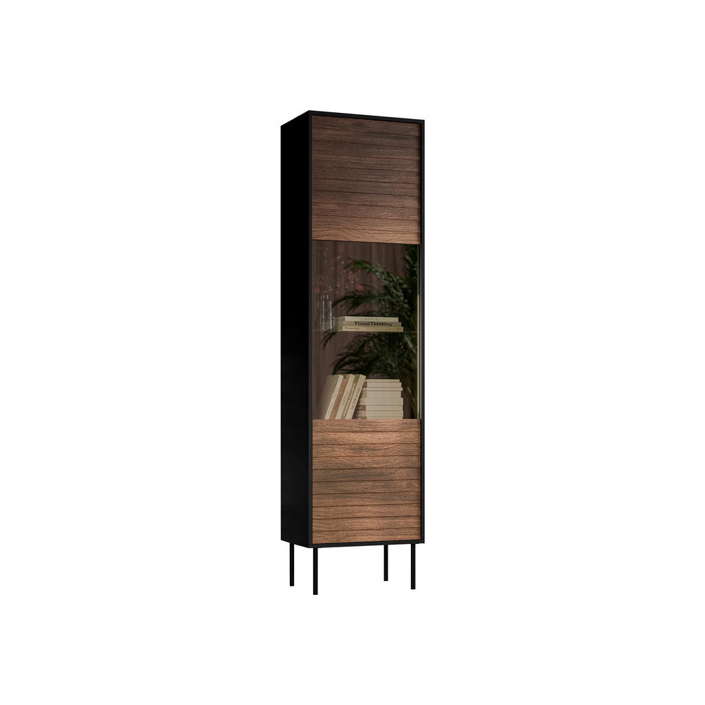 Thumbnail - Mirjan24 Vitrine, Braun, Holzwerkstoff, Holz Optik, Rechteckig, 53x182x40 cm, Wohnzimmer, Wohnwände, Vitrinenschränke