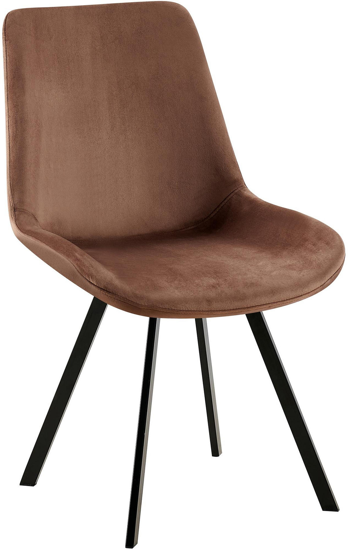 STUHL Samt braun - Schwarz/Braun, Textil/Metall (53/89/59cm) - CLP