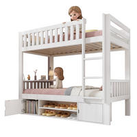 KINDERBETT 90/200 cm weiß aus Holz mit Tisch und Schuhregal - Weiß, Holzwerkstoff (90/200cm) - OKWISH