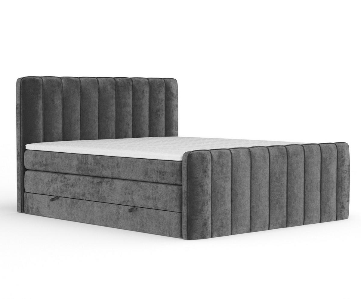 BOXSPRINGBETT Novara Anthrazit 160/200 cm - Anthrazit/Schwarz, Holz/Holzwerkstoff (160/200cm) - Maison de Reve