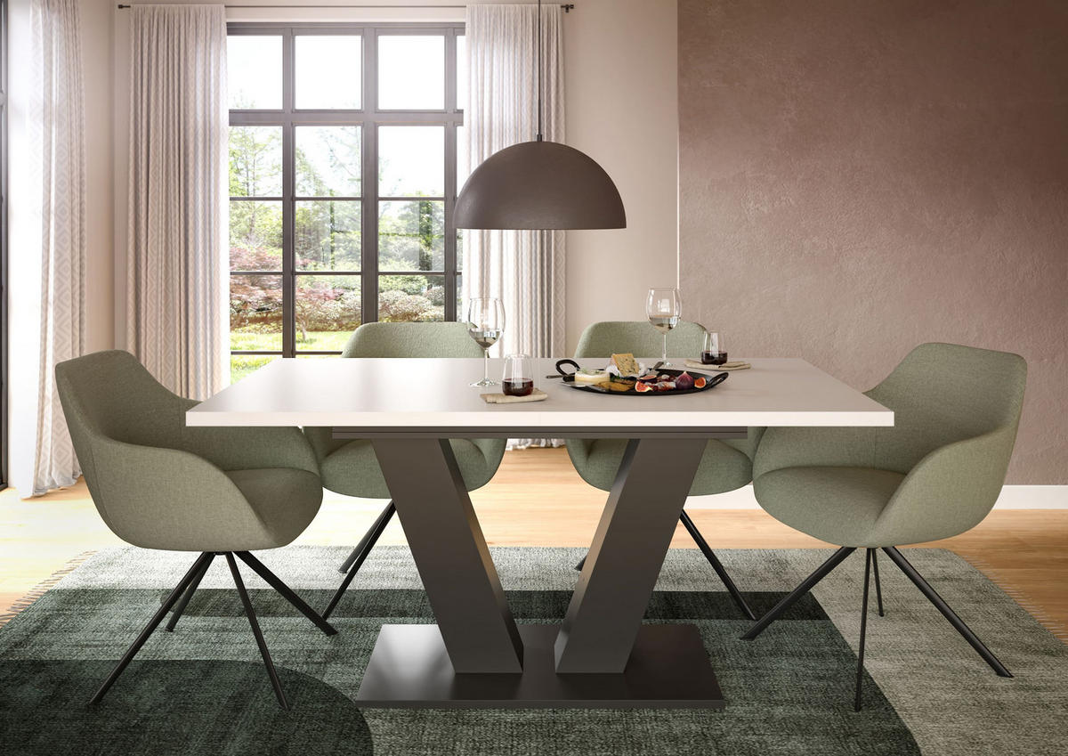 ESSTISCH MOTION (B/H/T: ca. 150/76/90 cm) in grau/weiß - Grau, Holzwerkstoff (90/150/76cm)