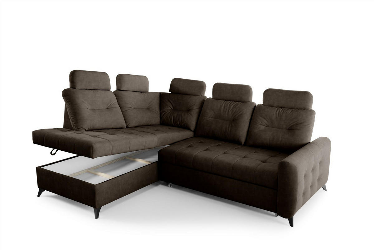 ECKSOFA Wendie - Dunkelbraun, Holzwerkstoff/Textil (200/250cm) - Fun Möbel