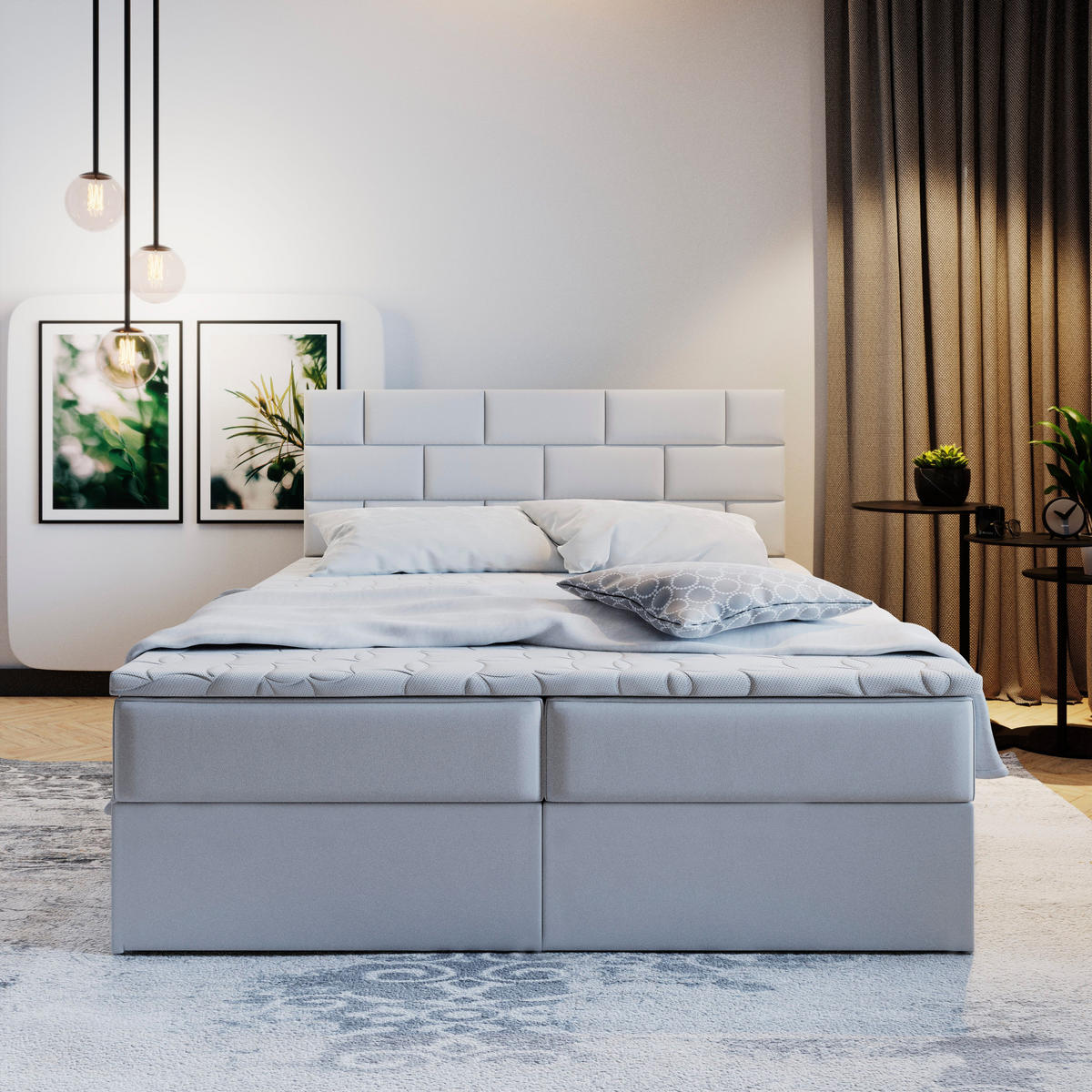 BOXBETT KERLO 160x200 cm mit Matratze und Topper - Beige - Beige, Holz (160/200cm) - MASSENO