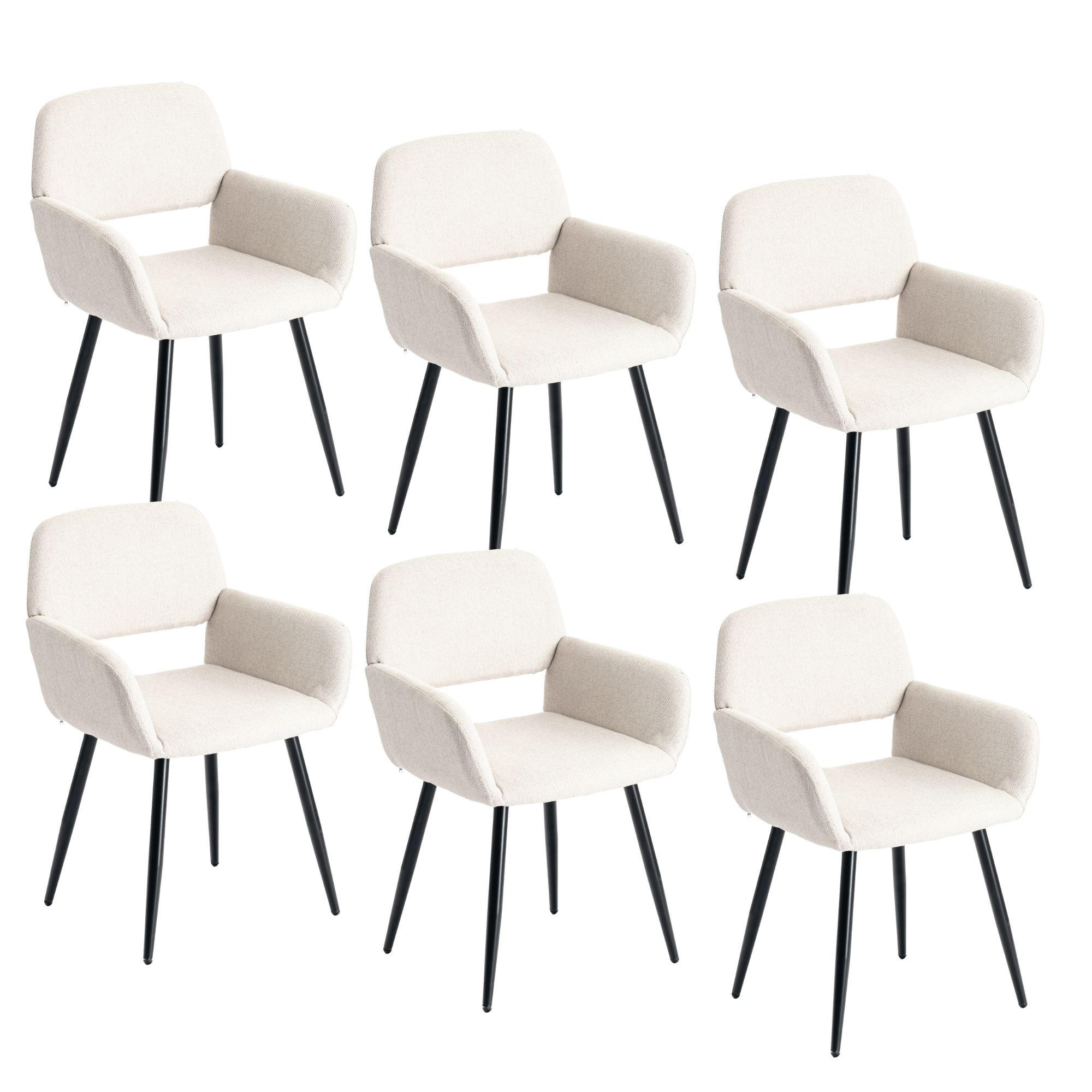 ARMLEHNSTUHL-SET 6 Stück beige - Beige, Holzwerkstoff/Textil (56/77/53cm) - Urban Meuble