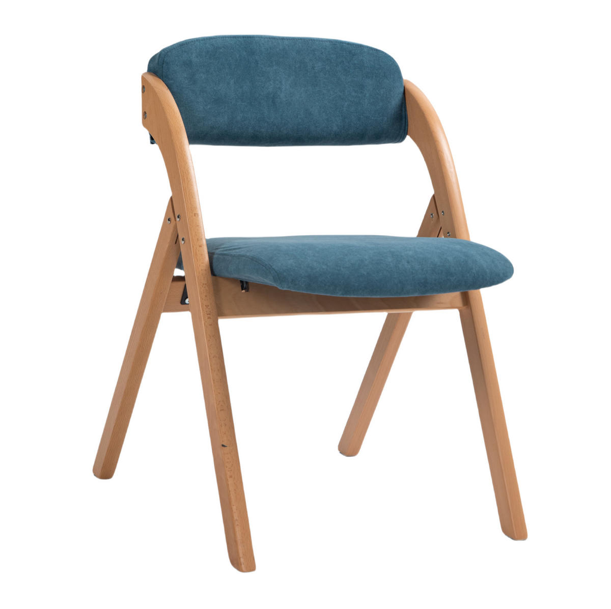 KLAPPSTUHL 2er-Set gepolstert Sitzhöhe 45 cm Buchenholz Blau - Blau, Holz (54/60/79cm) - Meubliv
