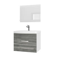 BADMÖBEL Badezimmer SET PRI M1, Glamour Holz Matt, 60 cm - Silberfarben, Holz (38.7/51/60cm) - B BELINI GROUP