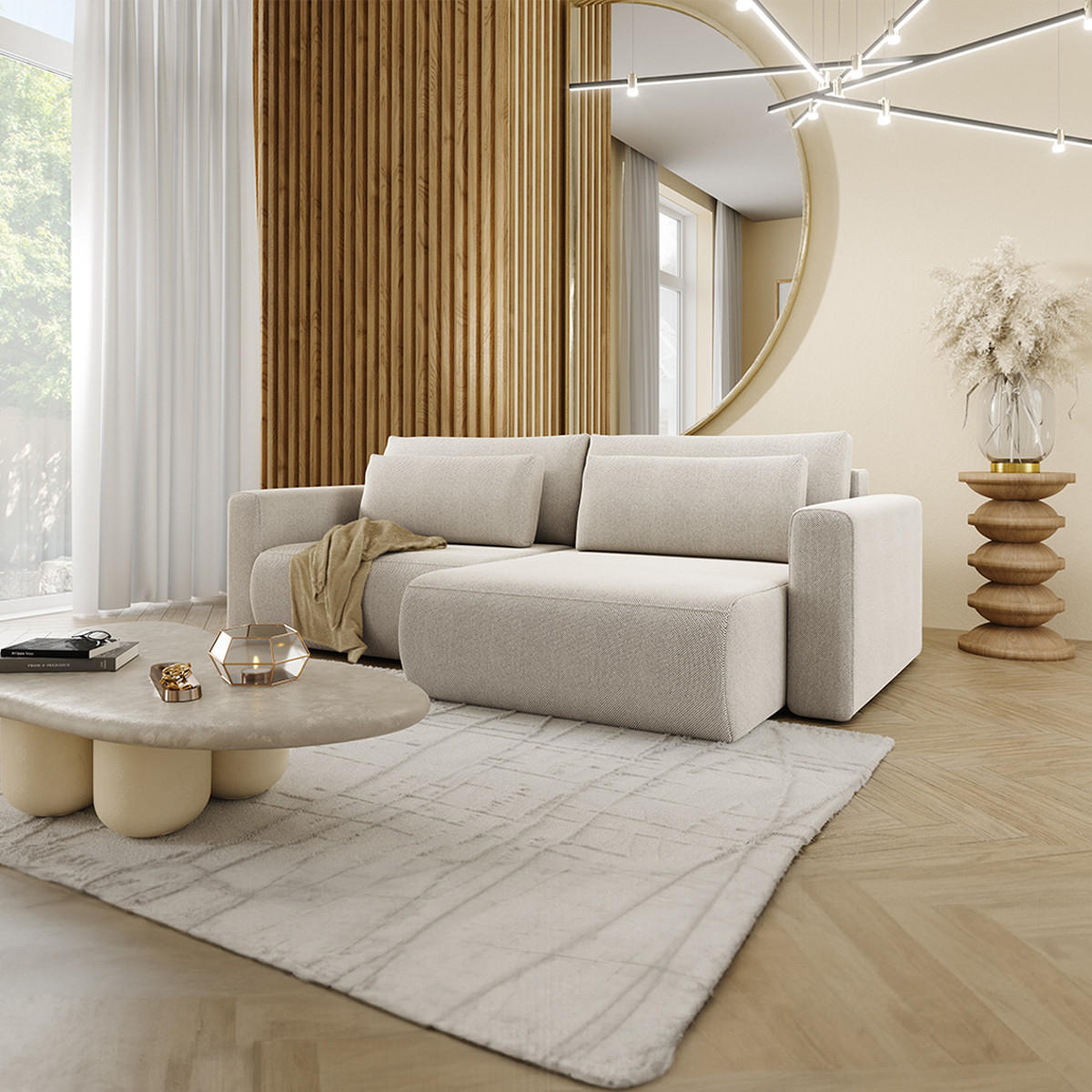 ECKSOFA Evy 3 Sitzplätze Hellgrau - Grau, Holz (240/149cm) - Petits-meubles