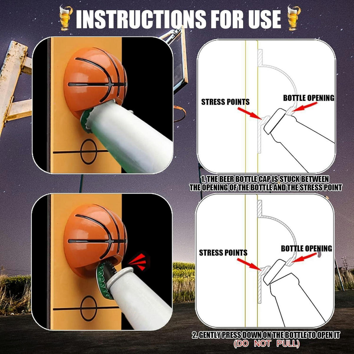 FLASCHENÖFFNER Wand mit Auffangbehälter Basketball Design - Braun, Metall (20cm)