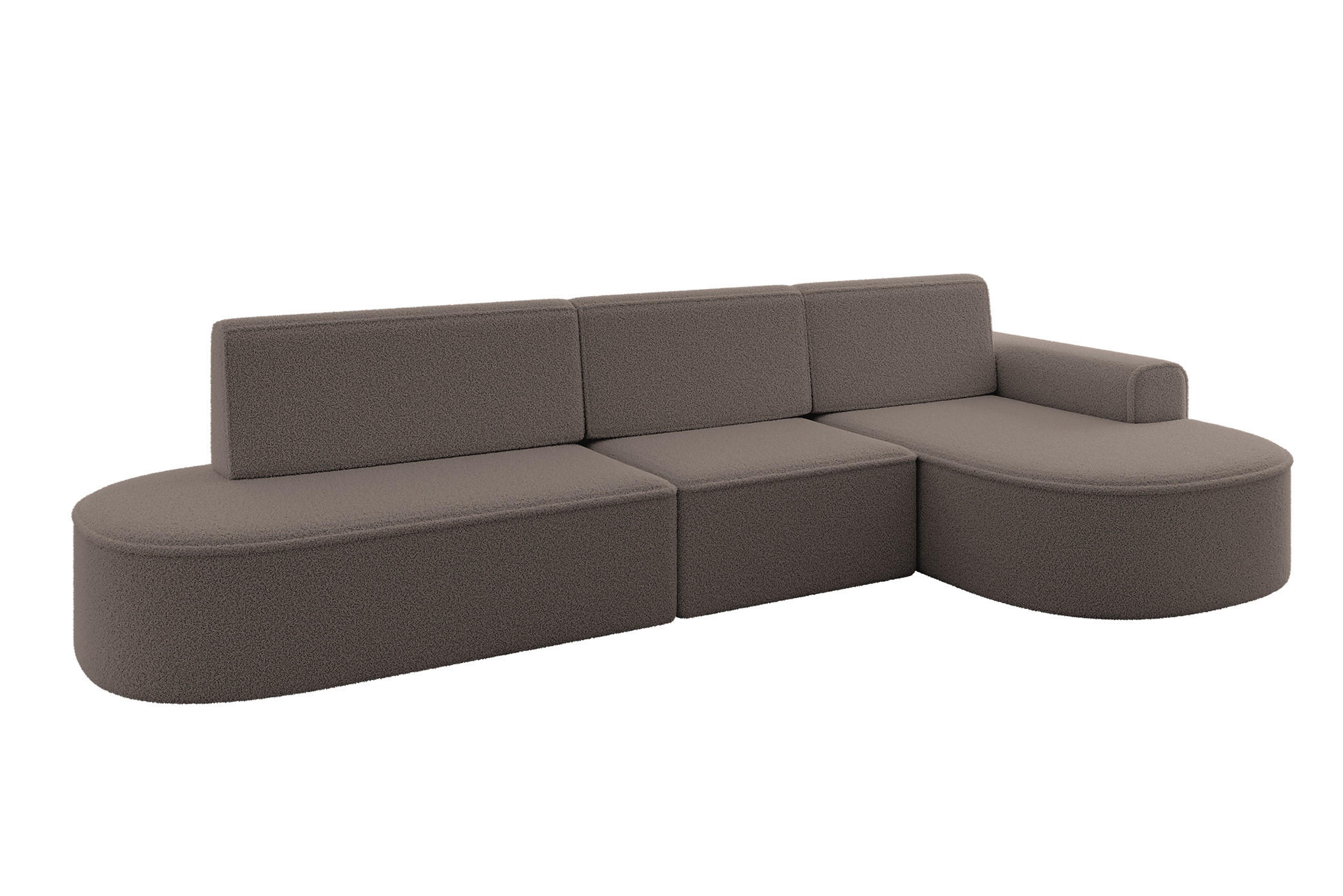 ECKSOFA mit Schlaffunktion Ottomane RECHTS MARI L2-S 368X167X85 Braun Bouclé - Schwarz/Braun, Holzwerkstoff/Kunststoff (167/368cm) - ALTDECOR