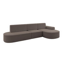 ECKSOFA mit Schlaffunktion Ottomane RECHTS MARI L2-S 368X167X85 Braun Bouclé - Schwarz/Braun, Holzwerkstoff/Kunststoff (167/368cm) - ALTDECOR