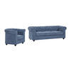 SOFA 3-Sitzer & Sessel - Stoff - Blau - CHESTERFIELD - Blau, Textil (88/72/205cm) - Vente-Unique