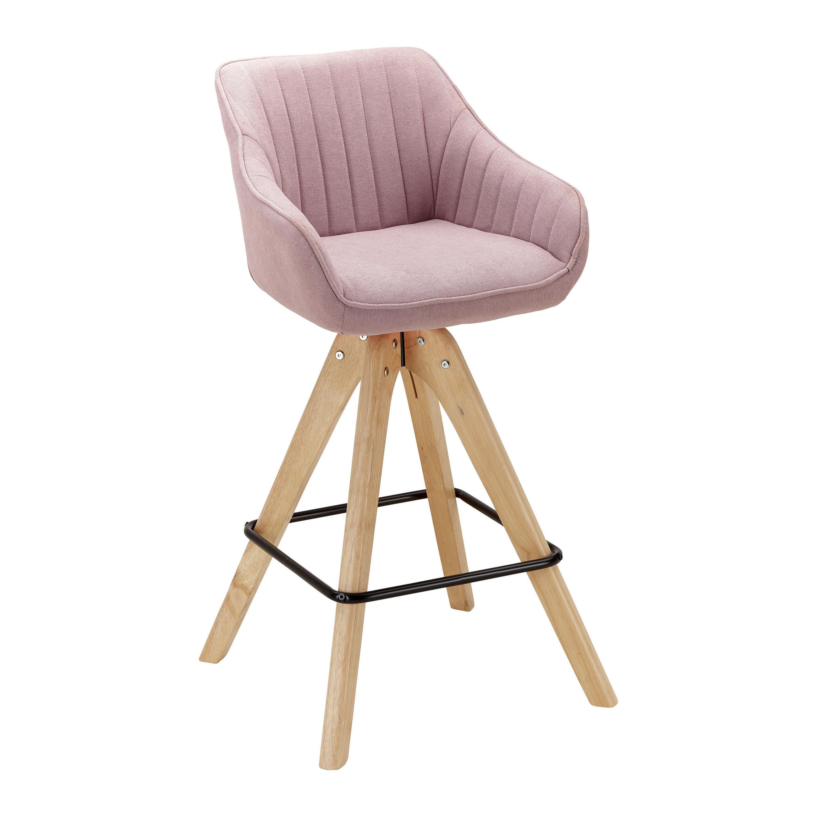 BARHOCKER Leonie Rosa Webstoff Drehbar Gepolstert - Rosa, Holz (55/106/56cm) - Bessagi Home