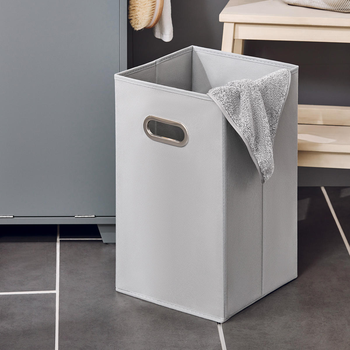WÄSCHESCHRANK Dunkelgrau - Grau, Holzwerkstoff (35/90/30cm) - SoBuy