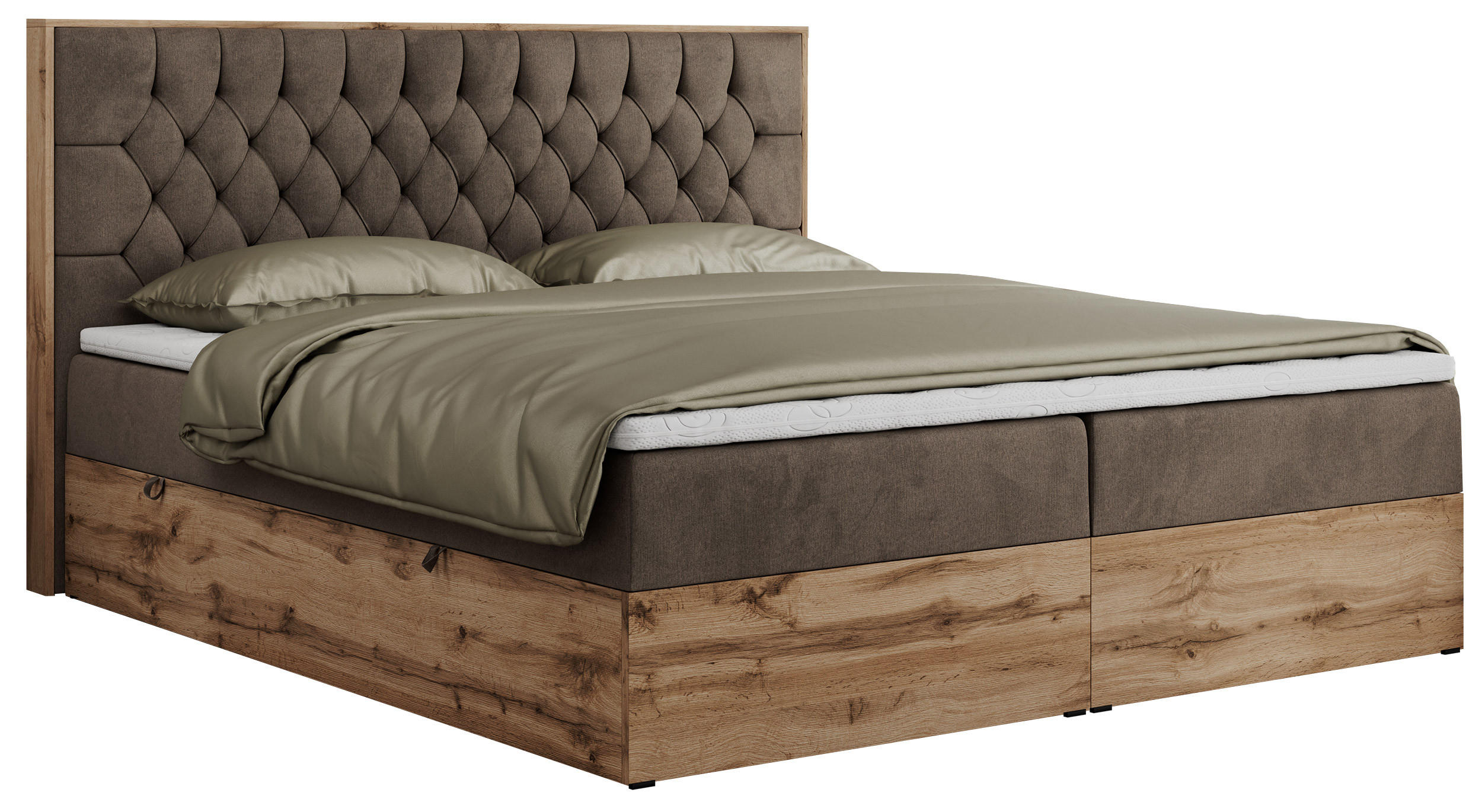 BOXBETT AMORE 160/200 Braun Velvet - H4 - Braun, Holz/Textil (160/200cm) - MKS