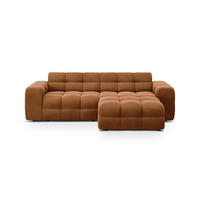 ECKSOFA rechts Kendal aus Samt kamel 4 Sitzplätze - Hellbraun, Textil (173/256cm) - Micadoni