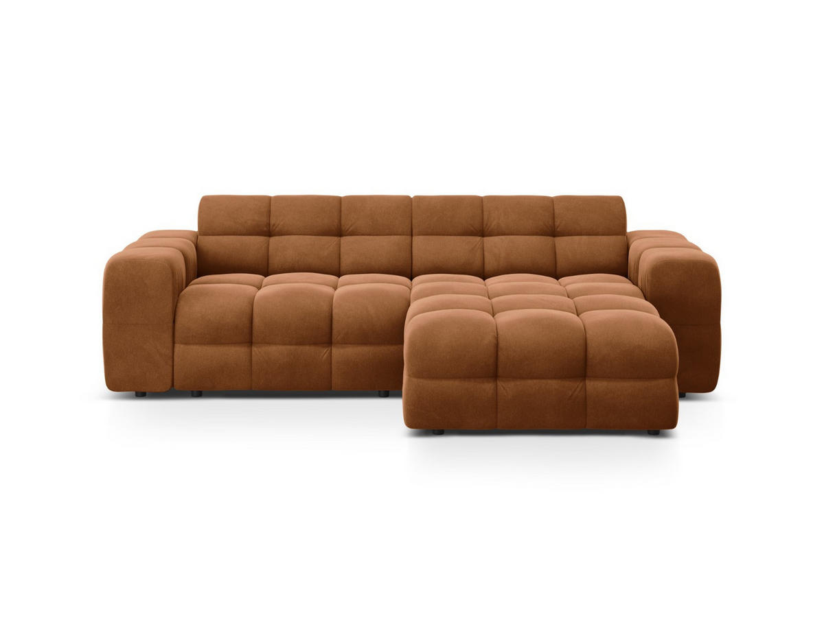 ECKSOFA rechts Kendal aus Samt kamel 4 Sitzplätze - Hellbraun, Textil (173/256cm) - Micadoni
