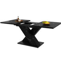 ESSTISCH aus MDF 119,5/159x80x75 cm Schwarz in Marmoroptik, ausziehbar mit X-Gestell - Schwarz, Holzwerkstoff (119/80/75cm) - Modfu