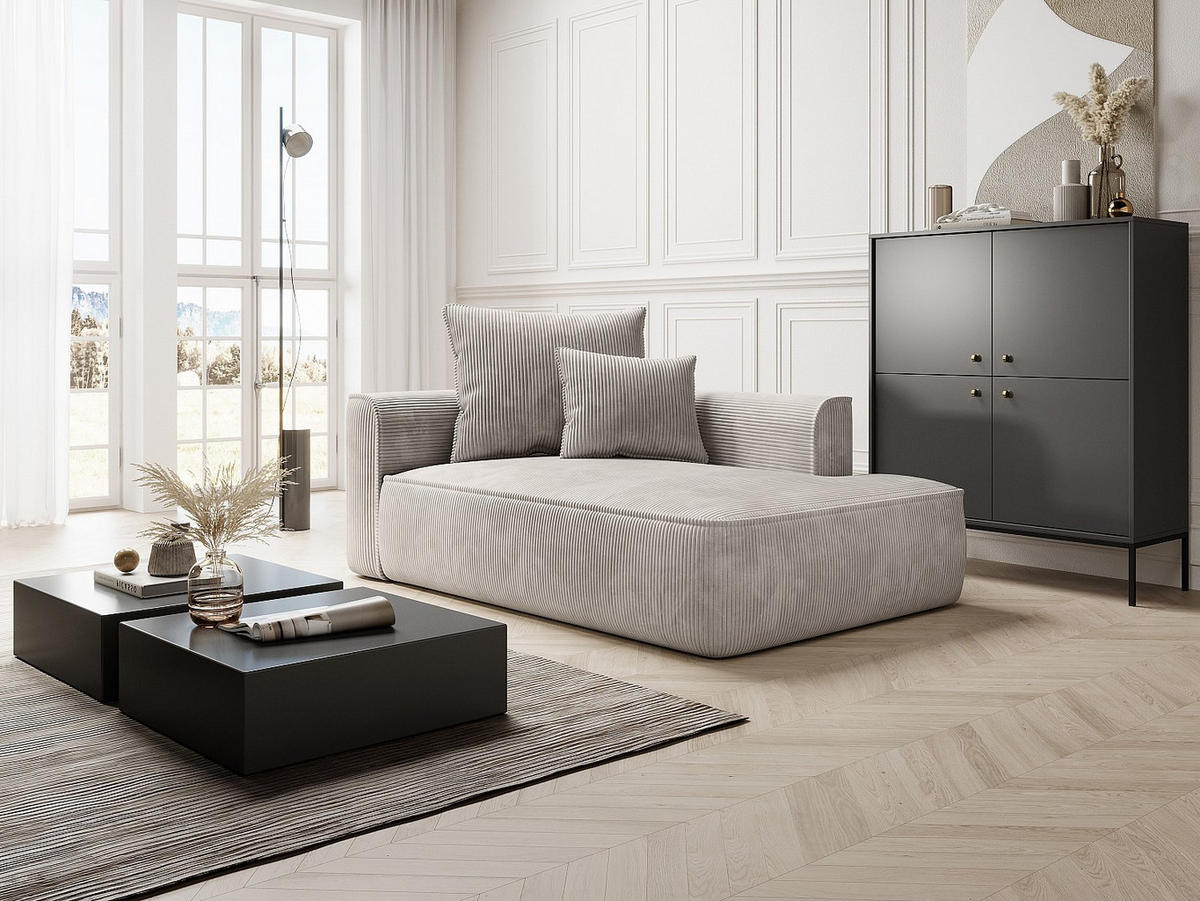 RECAMIERE ohne Schlaffunktion - 1 Person - Stoff, Samt - Beige - - Beige, Textil (180/67/115cm) - Vente-Unique