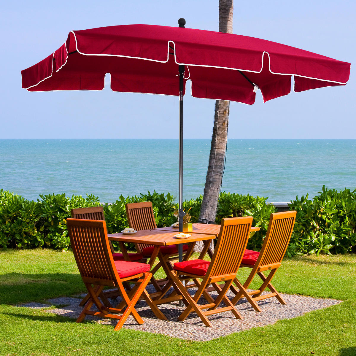 SONNENSCHIRM DE-11354 rechteckig, neigbar, 2 x 1,3 m Rot - Rot, Metall (130/198cm) - ComfortXL