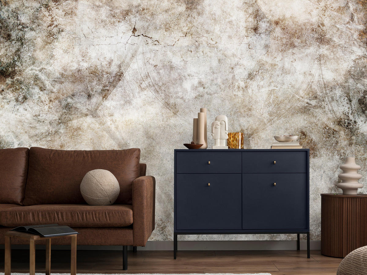 FOTOTAPETE für Schlafzimmer Abstraktion Löwenzahnsamen Beton Retro Beige 450x315 - Beige/Braun, Papier (450/315cm) - Muralo