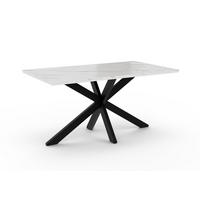 ESSTISCH 160 cm in Weißen Marmor-Optik - Weiß Hochglanz, Metall (90/160/77cm) - Home Collective