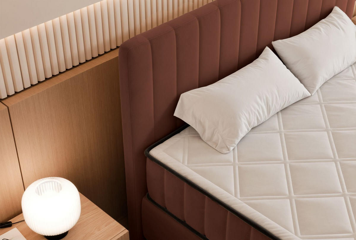 BOXBETT Mufasso Kupfer Samtbezug 180x200 cm - Schwarz/Kupferfarben, Textil/Metall (180/200cm) - Selsey