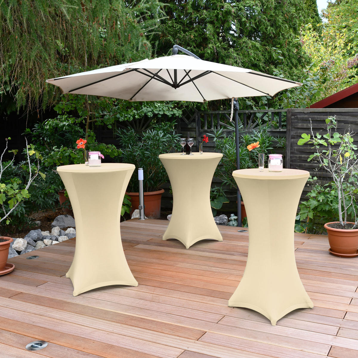 STEHTISCHHUSSE Stella Ø 80 cm Creme - Creme, Textil (80/120cm)