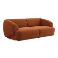 4-SITZER-SOFA Samt Stoff Orange - Terra cotta/Schwarz, Kunststoff/Textil (232/81/98cm) - Makamii