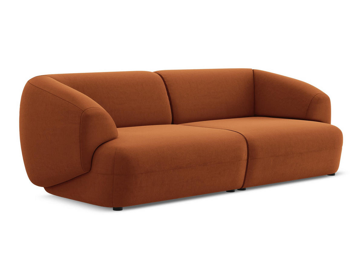 4-SITZER-SOFA Samt Stoff Orange - Terra cotta/Schwarz, Kunststoff/Textil (232/81/98cm) - Makamii