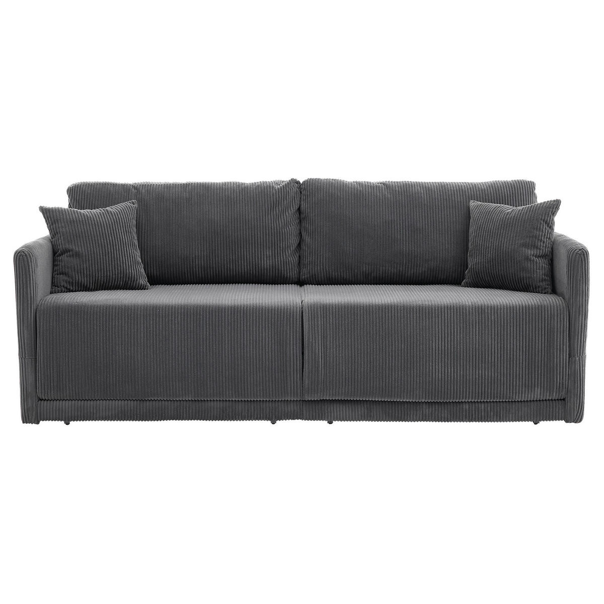 SOFA mit Schlaffunktion 182 x 88 x 84 cm Cord Grau - Grau, Metall (182/84/88cm) - Meubliv