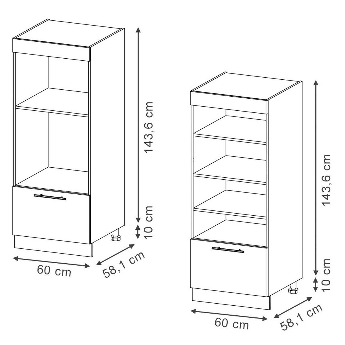 KUCHYŇSKÝ REGÁL Fame-Line, Bílý venkovský dům/Antracit, 60 cm - bílá/antracitová, kompozitní dřevo (60/153.6/58.1cm) - Vicco