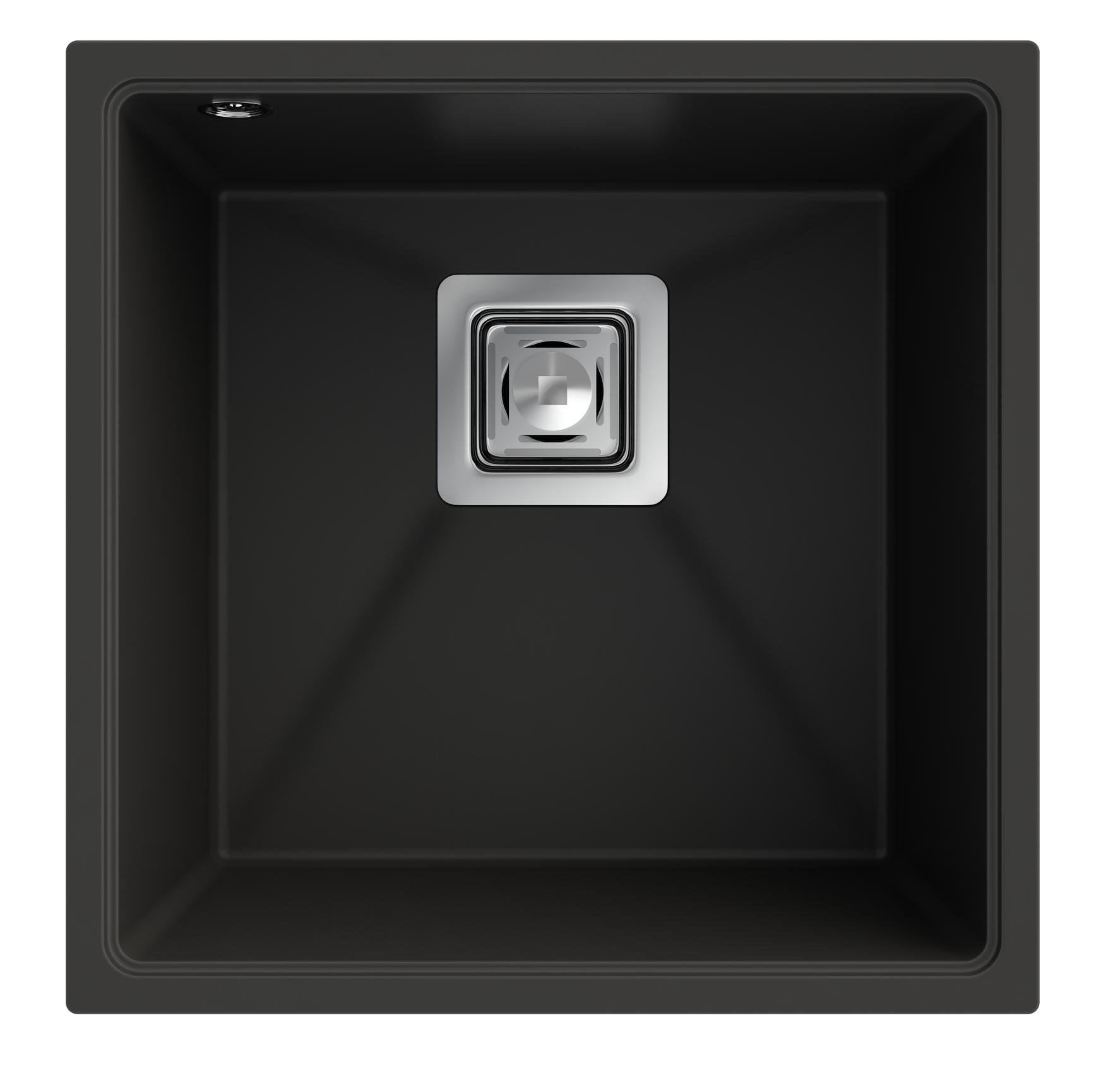 SPÜLBECKEN Napo Schwarz 3-tlg. Set 42 cm Unterbau Granit mit Armatur Vegas Chrom und Syphon Chrom - Schwarz, Stein (42/42/20cm) - Granitan