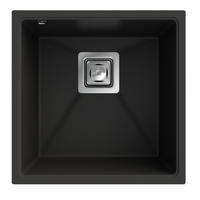 SPÜLBECKEN Napo Schwarz 3-tlg. Set 42 cm Unterbau Granit mit Armatur Vegas Chrom und Syphon Chrom - Schwarz, Stein (42/42/20cm) - Granitan