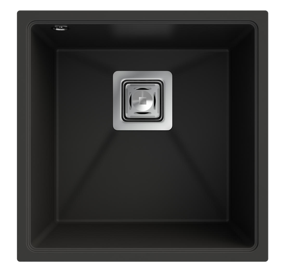 SPÜLBECKEN Napo Schwarz 3-tlg. Set 42 cm Unterbau Granit mit Armatur Vegas Chrom und Syphon Chrom - Schwarz, Stein (42/42/20cm) - Granitan