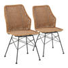 STUHL-SET 2 Paola, Ratan/Schwarz - Schwarz, Kunststoff/Metall (45/90/61cm) - VS Venta-stock