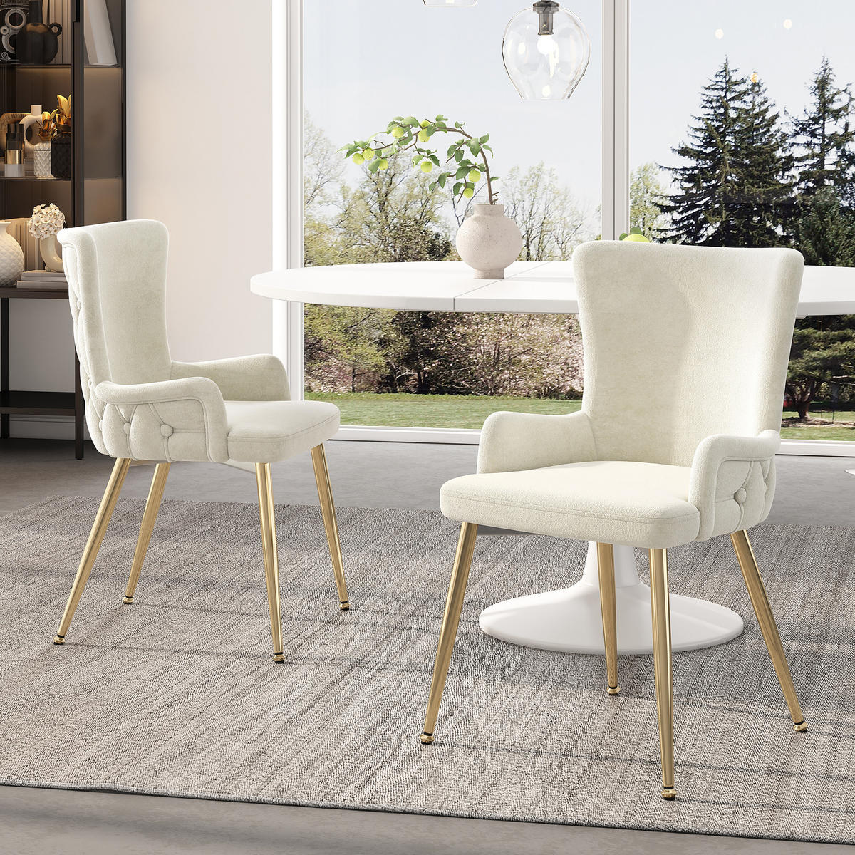 ESSZIMMERSTUHL 2er-Set Samt Beige mit Metallbeinen - Beige, Metall (47/85/49cm) - Meubliv