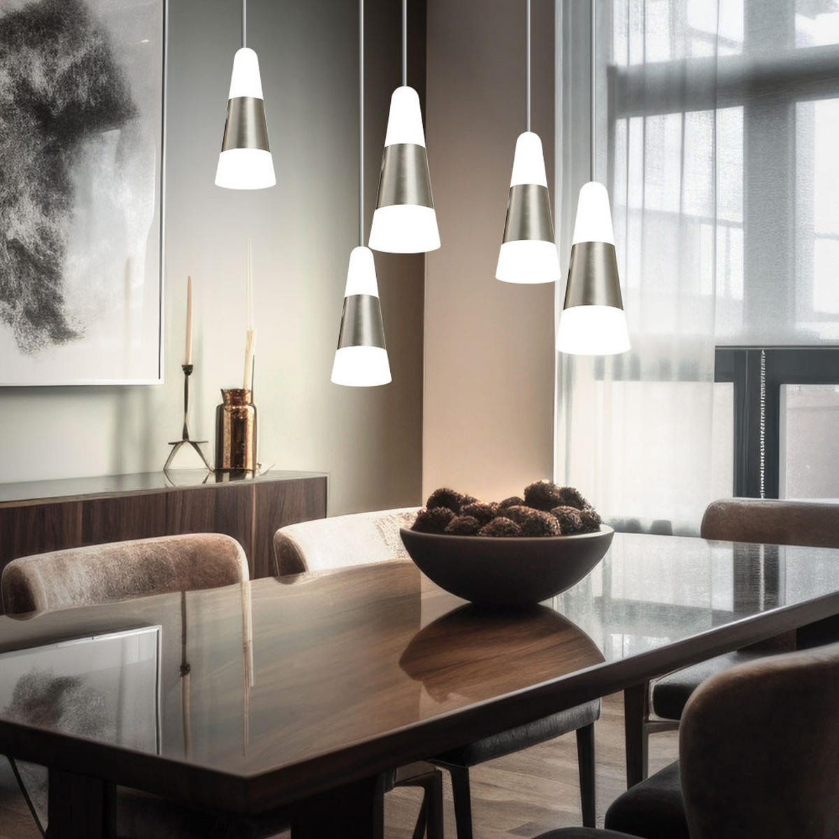 LED HÄNGELEUCHTE FRISO Metall Silber - Silberfarben, Metall (30/30/100cm) - Globo Lighting