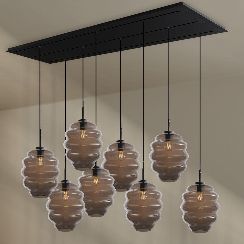 HÄNGELEUCHTE Echos 8-flammig Rauch Ø 25cm - Anthrazit/Schwarz, Glas (25/25/28cm) - s.luce