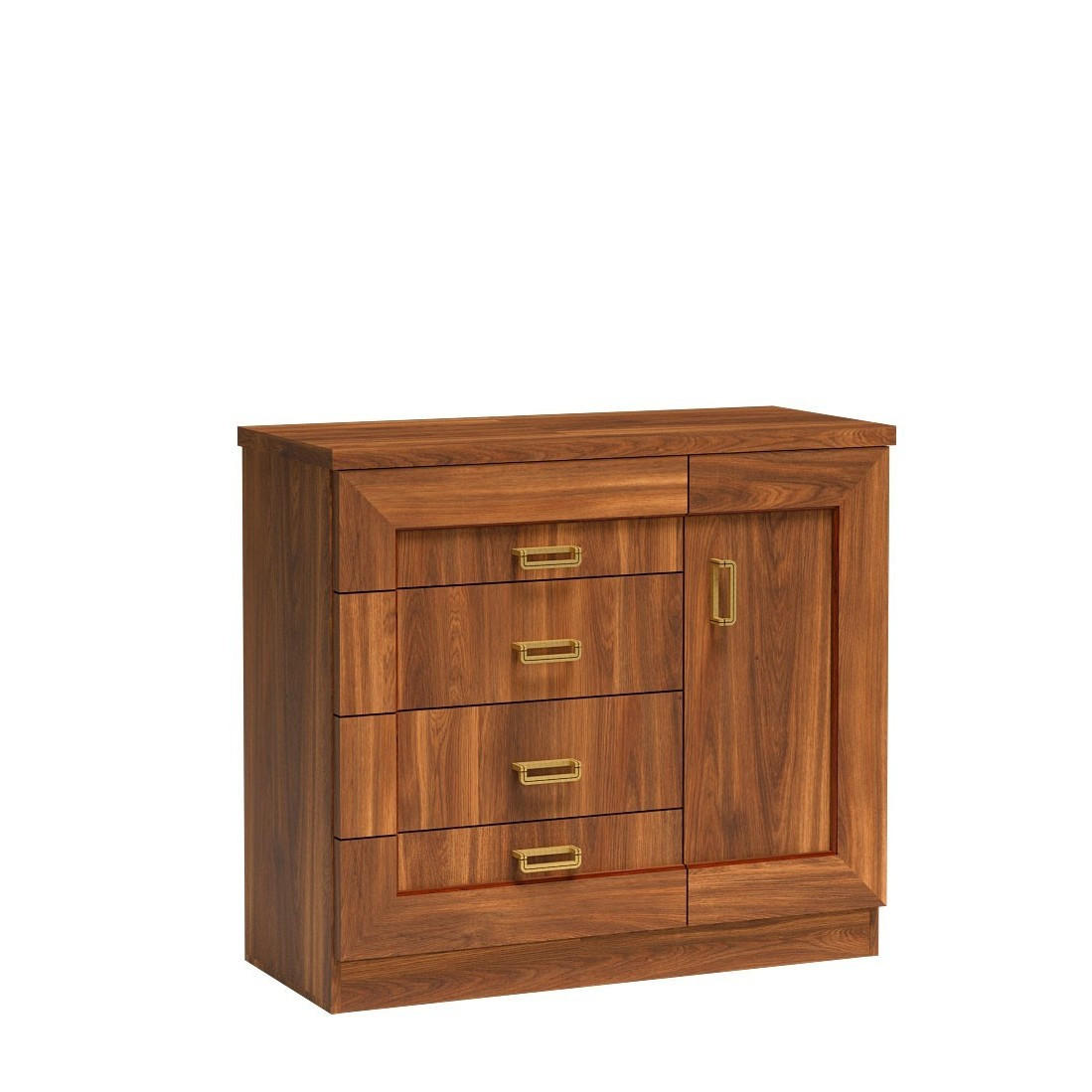 KOMMODE UDINE 100/90/40cm mit 4 Schubladen 1 Türen Braun - Braun, Holzwerkstoff (100/90/40cm) - MASSENO