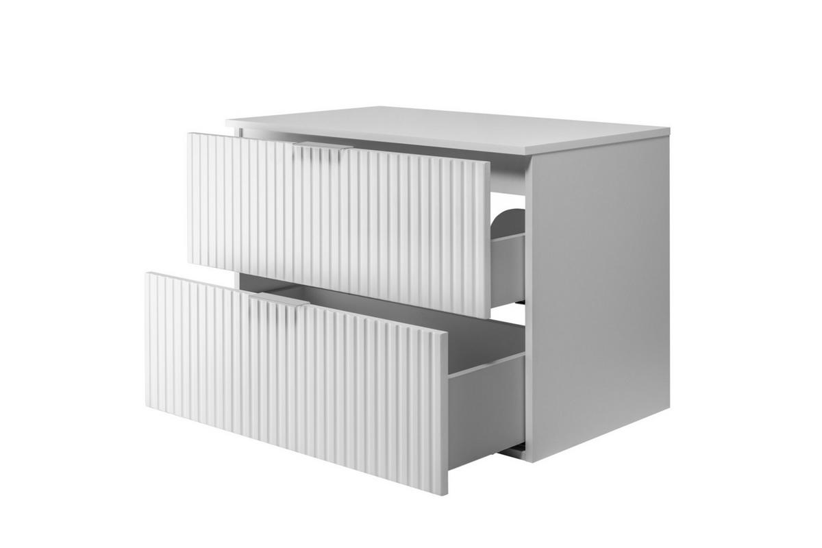 WASCHBECKUNTERSCHRANK, Weiß, 80 x 57 x 46 cm, silberner Griff + Arbeitsplatte - Silberfarben/Weiß, Holzwerkstoff (80/57/46cm) - 3XE LIVING