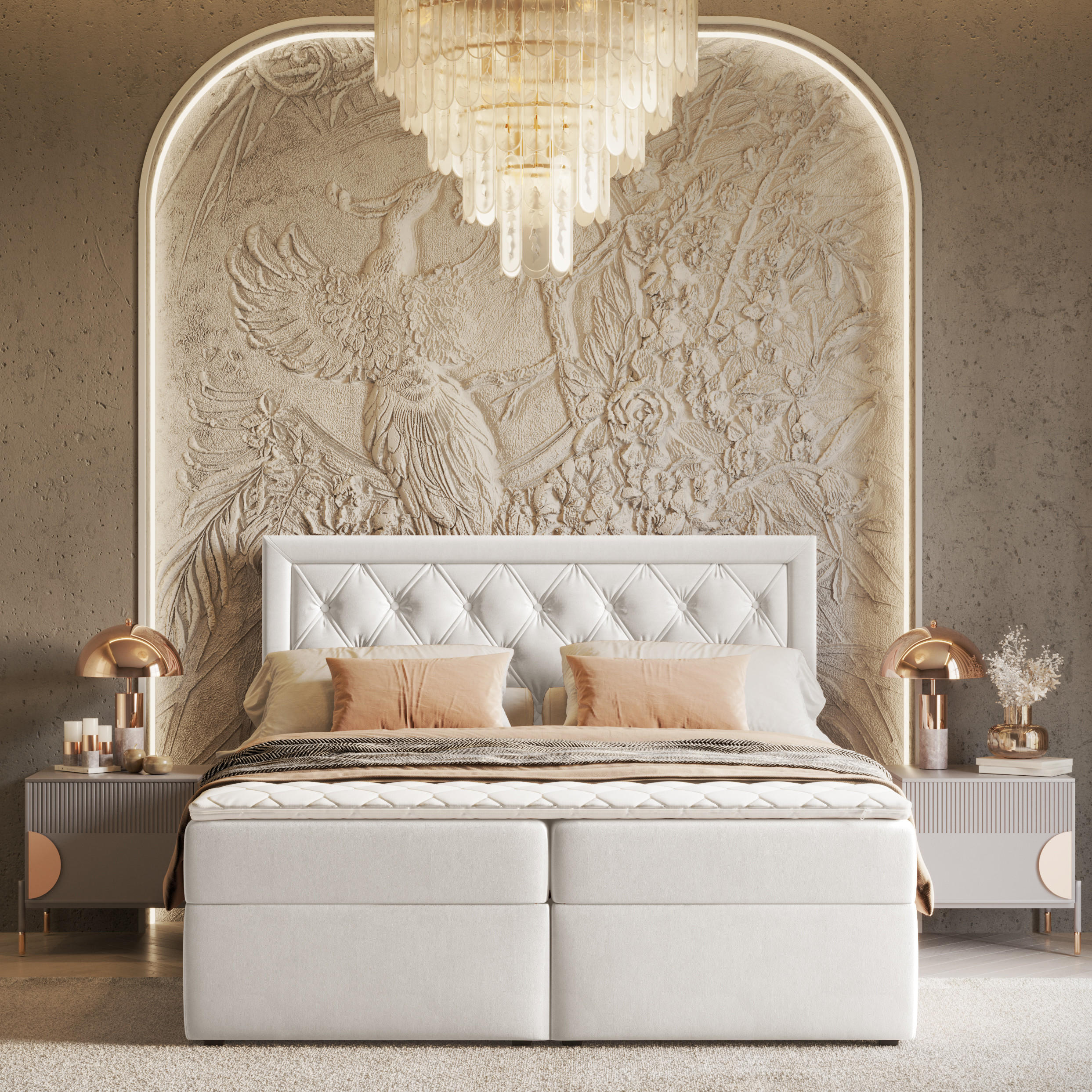 Thumbnail - Maison de Reve Boxbett, Weiß, Textil, Buche, Kiefer, H2, Höhe ca. 20 cm, 140x200 cm, Oeko-Tex® Standard 100, FSC 100%, M...